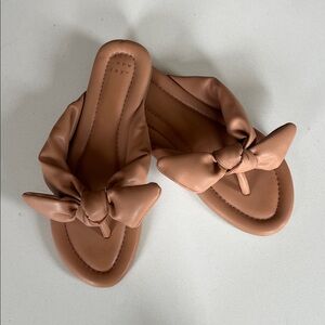 a new day Brown Knot Bow Thong Sandals